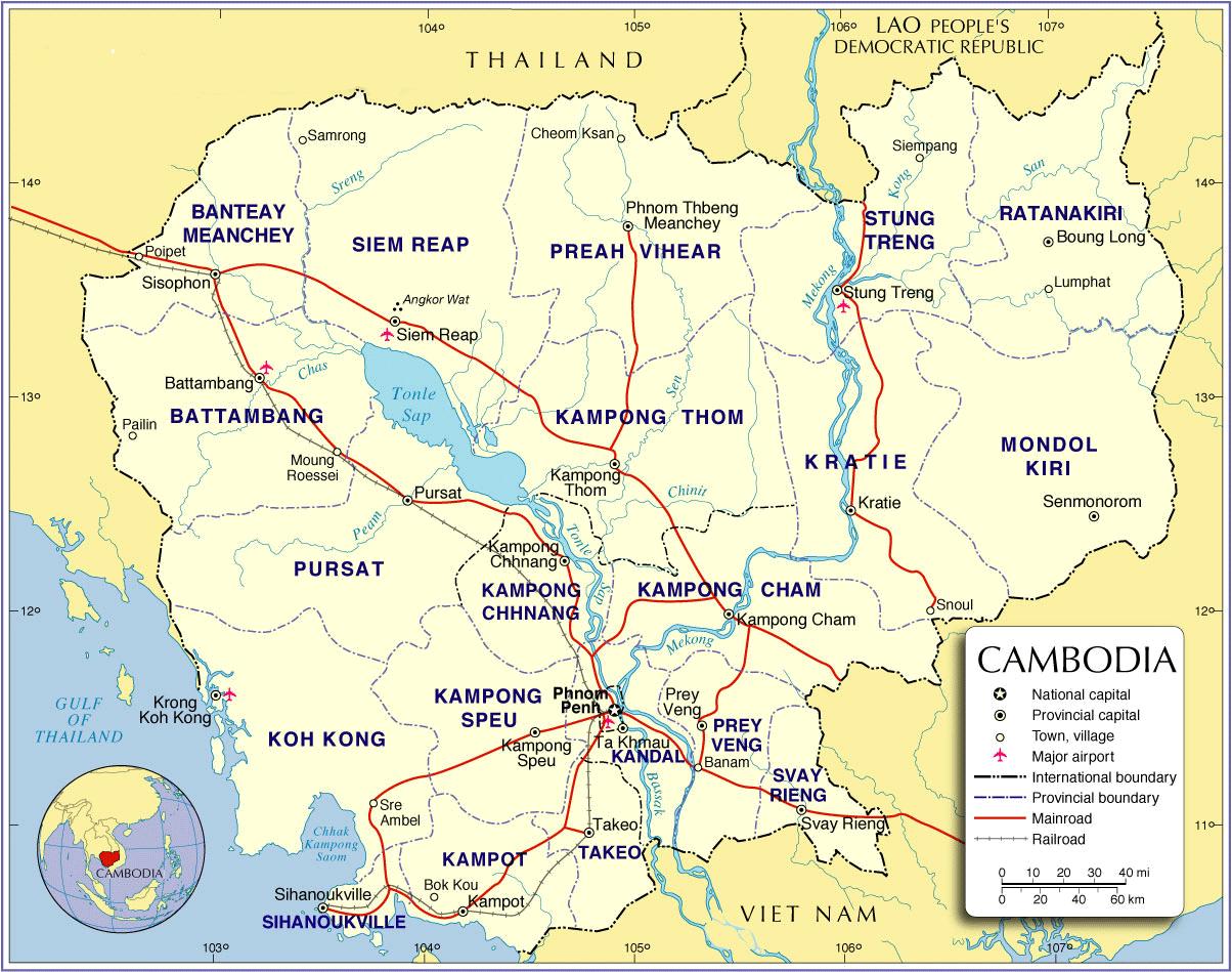 カンボジアでの道路地図 地図カンボジア 東南アジア アジア