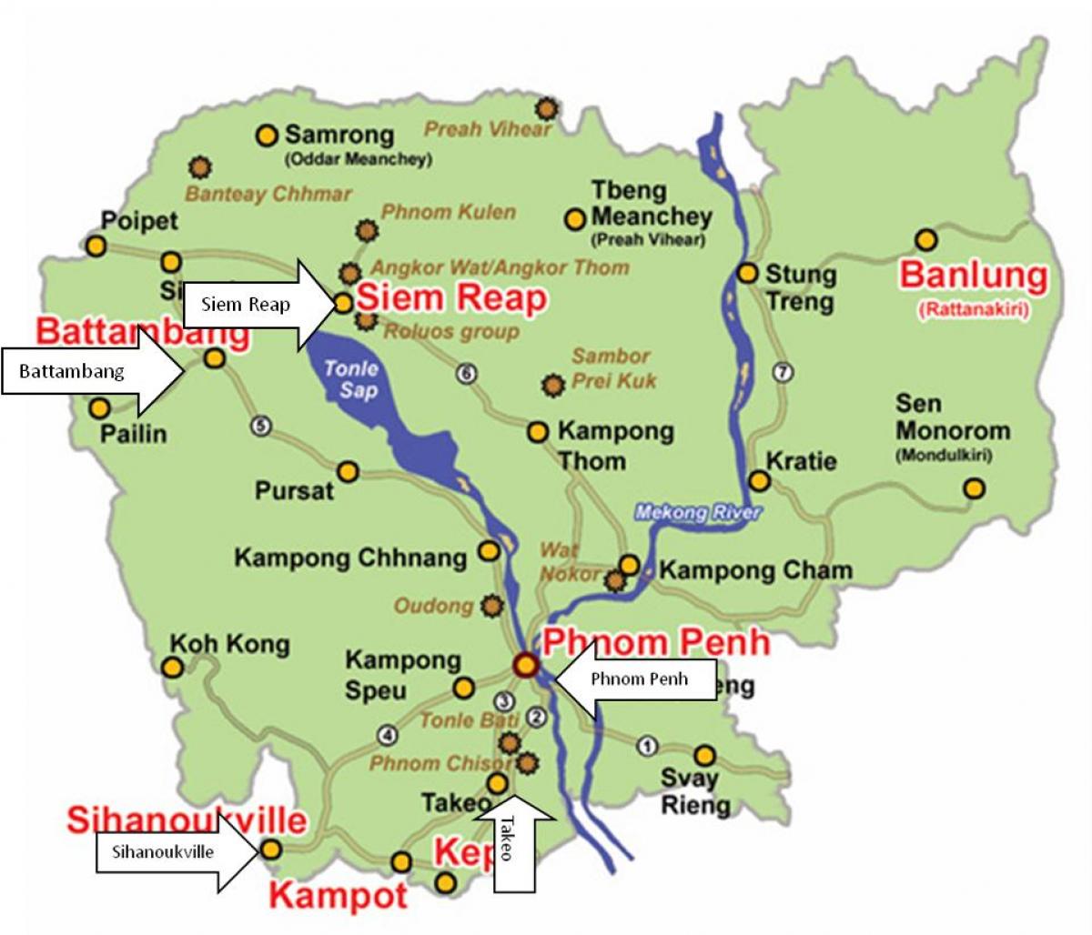 カンボジアの河川地図 地図カンボジア 東南アジア アジア