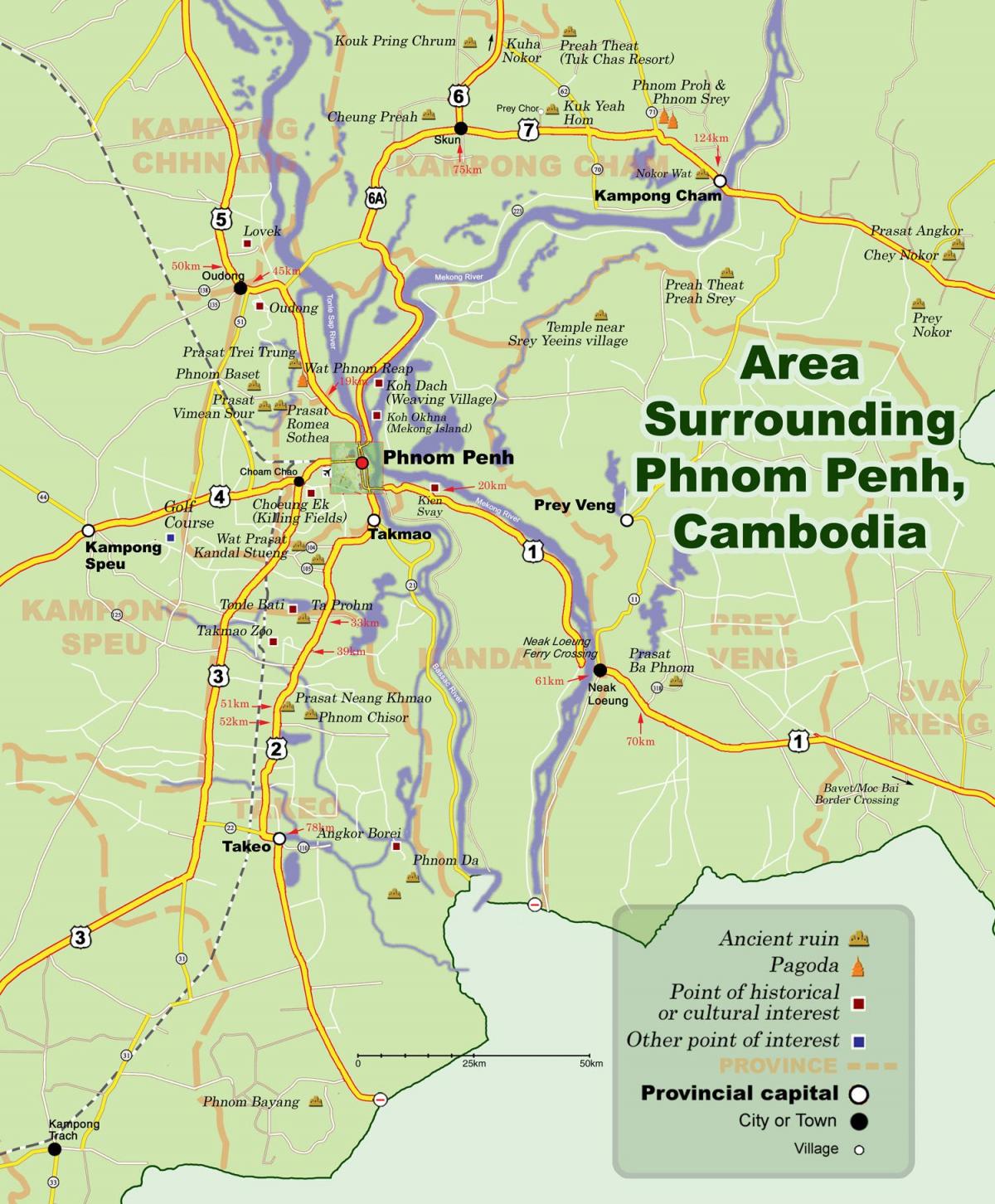 地図のプノンペンカンボジア